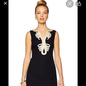 Lilly Pulitzer Janice Shift Dress Black/Gold